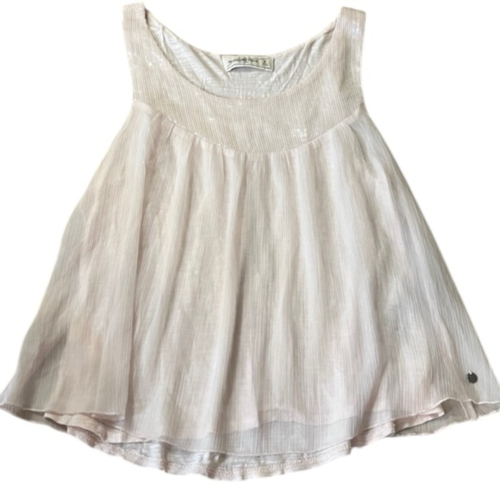 Abercrombie & Fitch Light Pale Pink Sequin Top Sleeveless Flowy Tank Top Blouse